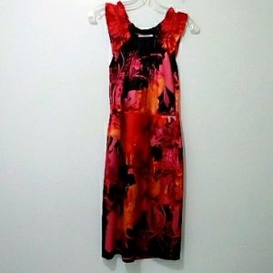 Tahari pink red black sleeveless cocktail shift dress